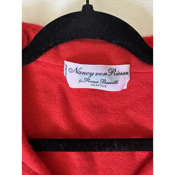 Vintage Italian 100% Cashmere Red Polo Sweater Nancy Von Riesen Women’s Medium - Picture 9 of 9